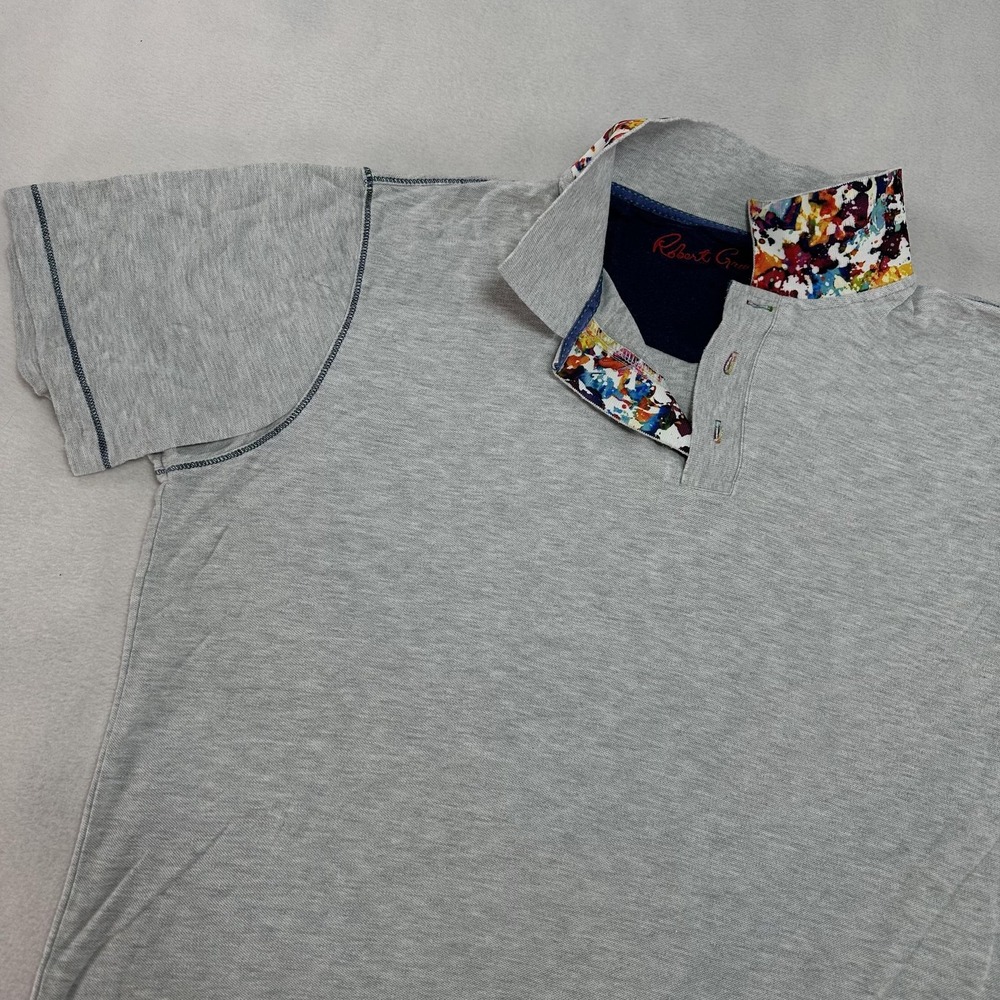 Robert Graham Polo Shirt Mens Large Classic Fit Colorful Collar Modal Casual